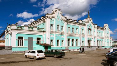 Kamyshlov, Sverdlovsk bölgesindeki tren istasyonu. - Rusya. Çekim tarihi 26 Temmuz 2017