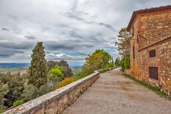 Blick Von Der Stadtmauer Pienza Italien Datum Der Dreharbeiten Mai — Stockfoto