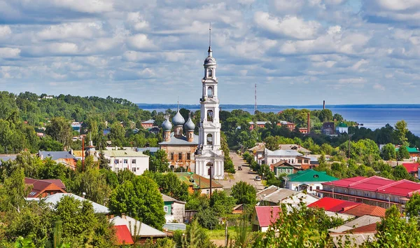 Cathedral of the Entry of the Lord into Jerusalem and the bell tower of the Church of St. George the Victorious. Yurievets. Ivanovo region. Russia