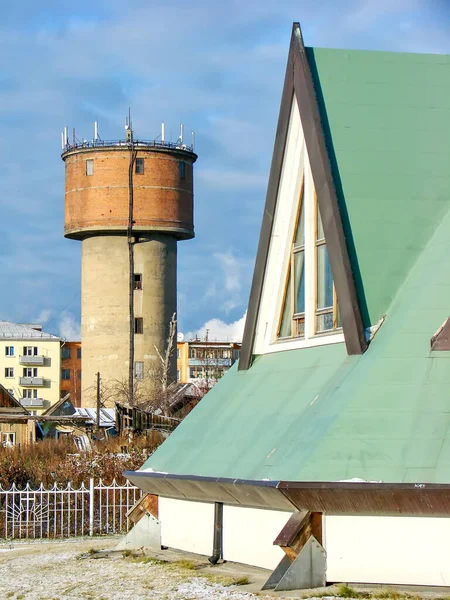 Watertoren Nieuw Apostolische Kerk Krasnoturinsk Regio Sverdlovsk Russel Schietdatum November — Stockfoto