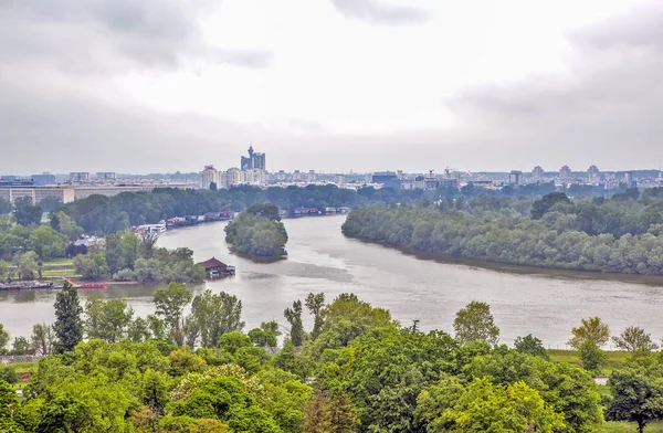 Confluence Sava Danube Rivers Belgrade Serbia Date Shooting May 2019 — Stock Photo, Image