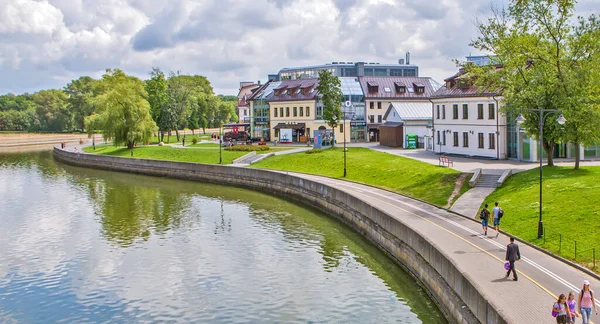 Svisloch River Embankment Zybitskaya Street Historical Center Minsk Belarus Date — Stock Photo, Image