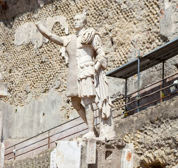 Statua Del Proconsole Marco Noni Balba Antica Città Ercolano Ercolano — Foto Stock