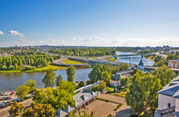 Yaroslavl Panoraması Şekil Değiştirme Manastırı Nın Çan Kulesinden Görüntü Altın — Stok fotoğraf