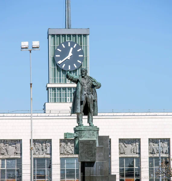 Petersburg Russia April 2019 Photo Monument Lenin Background Finland Station — Stock Photo, Image