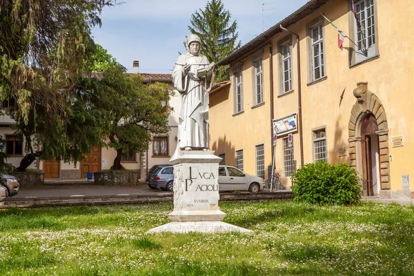 Denkmal Für Luca Pacioli Sansepolcro Italien Drehdatum Mai 2014 — Stockfoto