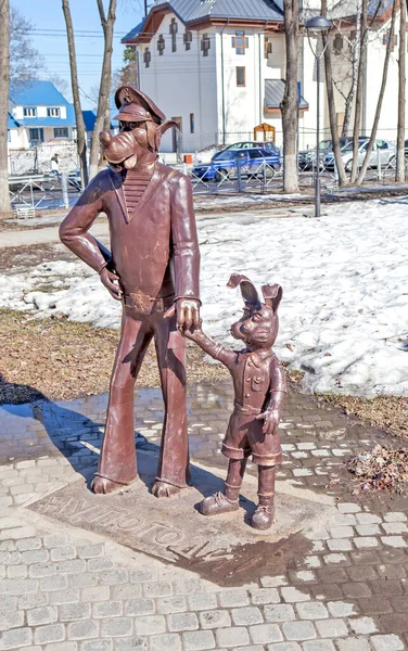 Sculpture Wolf Hare Just You Wait Roshchino Leningrad Region Russia — Stock Photo, Image