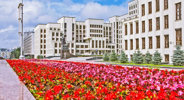 Government House Monument Lenin Minsk Belarus Date Shooting Jul 2018 — Stock Photo, Image