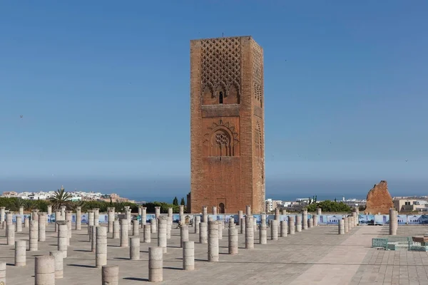 Minaret Och Det Oavslutade Tornet Moskén Hassan Rabat Marocko — Stockfoto