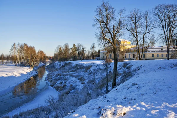 Stroganov Palace Snowy Scene Creek Andrianovo Russia — Stock Photo, Image