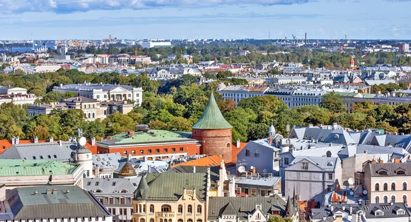 Riga Lettonia Agosto 2018 Foto Cityscape Dalla Torre Della Chiesa — Foto Stock