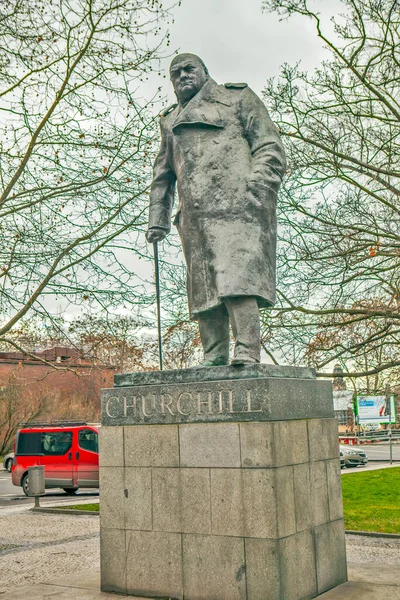 Monument Winston Churchill Prague Czech Republic Date Taken December 2015 — Foto de Stock