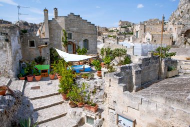 Matera, antik mağara evleri şehri. Basilicata, İtalya