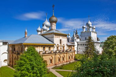 The Gate Church of the Resurrection of Christ and the Assumption Cathedral, the Church of Hodegetria in the Rostov Kremlin. Rostov the Great. Yaroslavskaya oblast. Gold ring of Russia. Russia.Date of shooting May 29, 2018