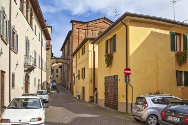 Sansepolcro. Eski kentin mimarisi. İtalya. Çekim tarihi 5 Mayıs 2014