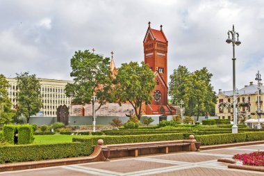 St. Simeon ve St. Helena Katolik Kilisesi. Minsk. Belarus. Çekim tarihi 14 Temmuz 2018.