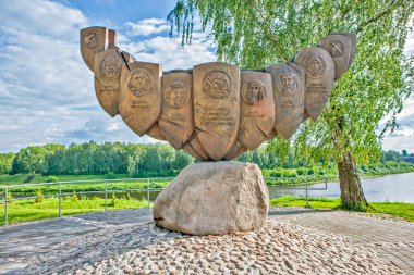 Belarus devletinin beşiği Polotsk 'un unutulmaz işareti. Polotsk. Belarus. Çekim tarihi 8 Temmuz 2018.