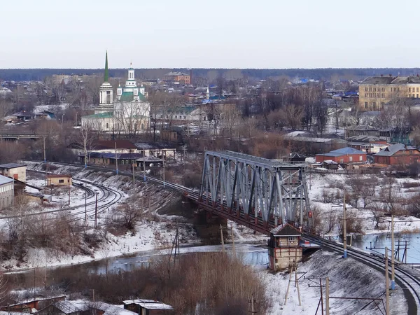 Πανόραμα Της Πόλης Αλαπαβσκ Περιοχή Sverdlovsk Ρωσία Ημερομηνία Λήψης Απριλίου — Φωτογραφία Αρχείου