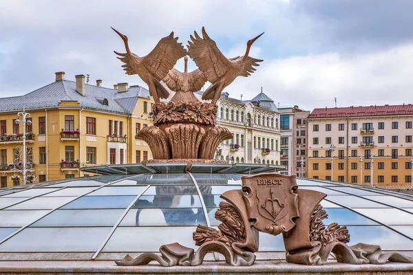 Фонтан Площади Независимости Минск Беларусь Дата Съемки Июля 2018 Года — стоковое фото