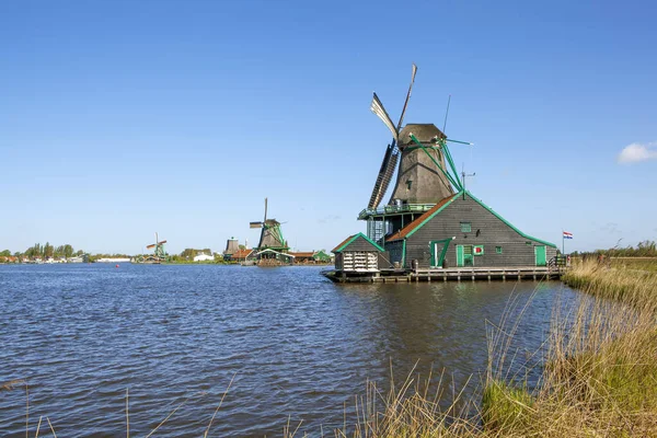 Pintoresco Pueblo Etnográfico Con Parque Eólico Zaanes Schans Países Bajos — Foto de Stock