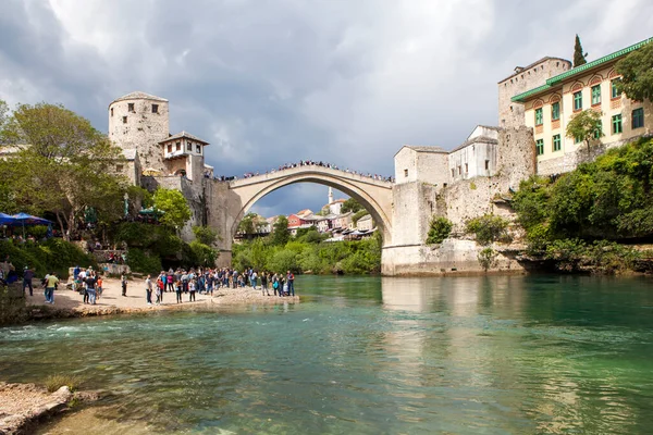 Mostar Bosnia Herzegovina May 2019 Photo Famous Old Bridge Neretva — 스톡 사진