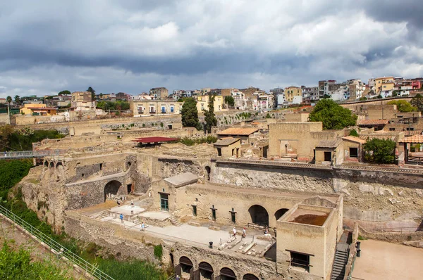 Panorama Das Ruínas Antiga Cidade Herculano Ercolano Itália — Fotografia de Stock