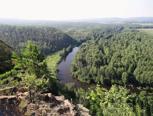 Uitzicht Rivier Het Bos Olenyi Ruchyi Park Bazhukovo Rusland — Stockfoto