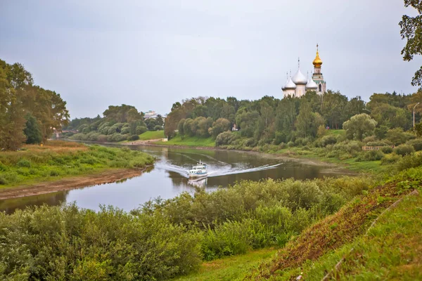 Vista Del Río Vologda Catedral Santa Sofía Con Campanario Vologda —  Fotos de Stock