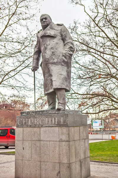 Памятник Уинстону Черчиллю Обидно Дата Выхода Эфир Декабря 2015 Года — стоковое фото