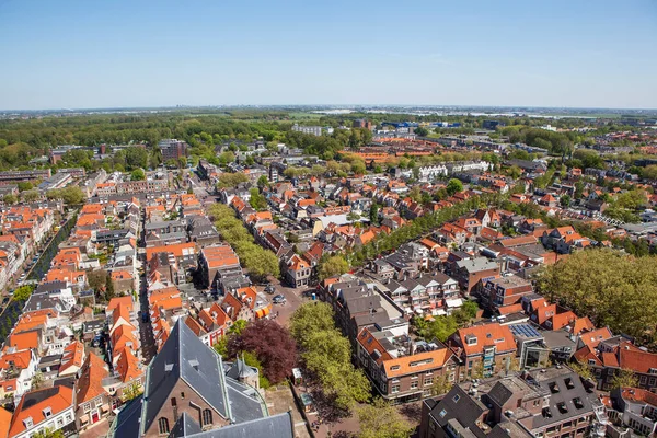 Vista Aerea Della Città Delft Alla Luce Del Sole Paesi — Foto Stock