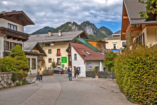 Barevné Malované Domy Ulice Starého Města Gilgen Rakousko Datum Natáčení — Stock fotografie