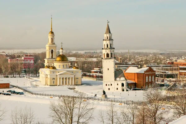 Inclined Tower Demidovs Transfiguration Cathedral Nevyansk Sverdlovsk Region Russia — Stock Photo, Image