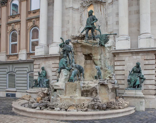 Fountain Hunt King Matthias Budapest Hungary Date Shooting December 2013 — Foto de Stock