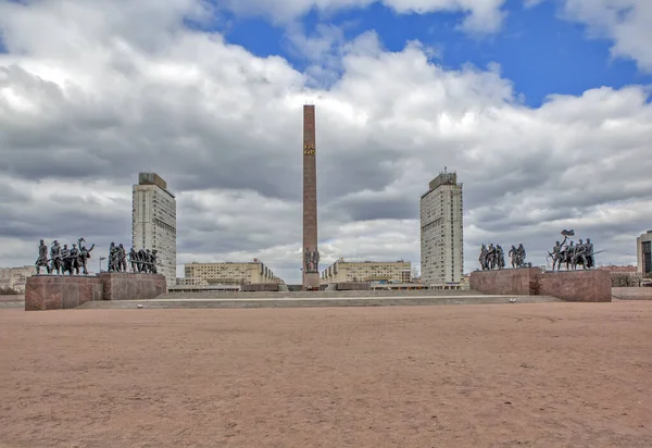 Por Hazaña Leningrado Conjunto Conmemorativo Monumento Los Heroicos Defensores Leningrado — Foto de Stock