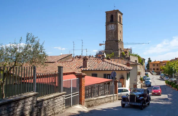 Anghiari Itálie Května 2014 Fotografie Městské Věže Hodinami Ulici Středověkého — Stock fotografie