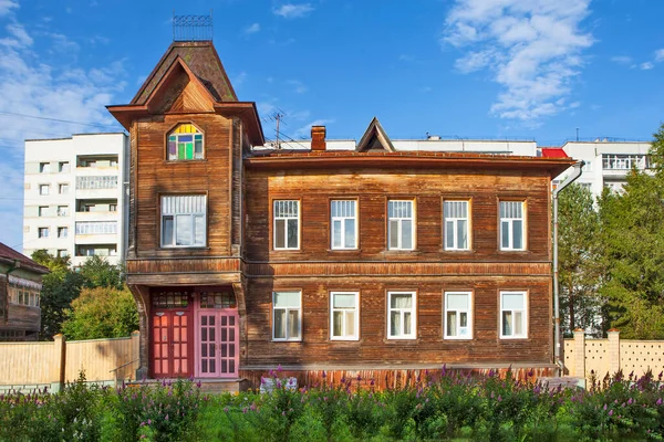 Casa Legno Chumbarova Luchinsky Avenue Numero Civico Arkhangelsk Russia — Foto Stock