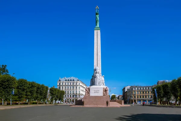 Monumento Alla Liberta Riga Lettonia Data Delle Riprese Ago 2018 — Foto Stock