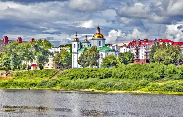 Margem Dvina Ocidental Catedral Epifania Polotsk Bielorrússia Data Tiroteio Julho — Fotografia de Stock