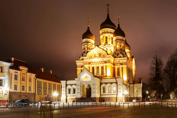 Собор Александра Невского Ночной Вид Таллин Эстония 2017 — стоковое фото