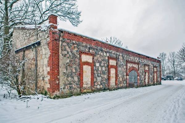 Tüccar Deposu Eski Bir Tuğla Kaya Bina Porkhov Pskov Bölgesi — Stok fotoğraf