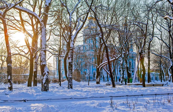 Nikolsky花园和Nikolo Epiphany海军大教堂 圣彼得堡 俄罗斯 2019年1月27日 — 图库照片