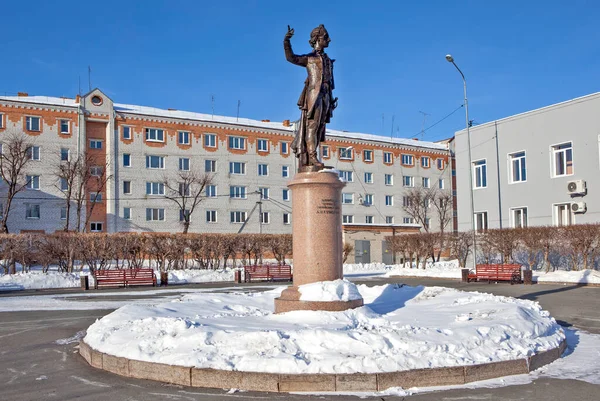 Yalutorovsk Oroszország Március 2018 Fénykép Emlékmű Hogy Védő Haza Generalissimo — Stock Fotó