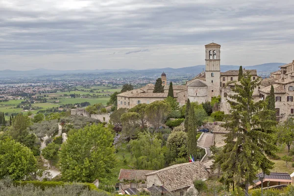 Assisi Italien Utsikt Över Staden Och Dess Omgivningar Bergssidan Datum — Stockfoto