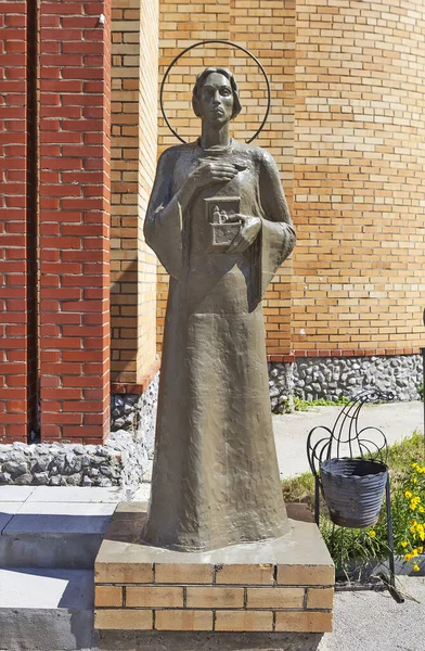 Obukhovskoye Rusia Julio 2017 Foto Escultura Santo Iglesia Panteleimon Sanador — Foto de Stock