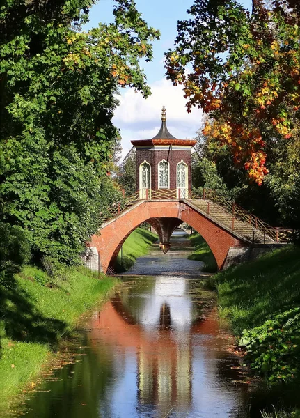 Cross Bridge Autumn Tsarskoe Selo Petersburg Russia Date Filming September — Stock Photo, Image