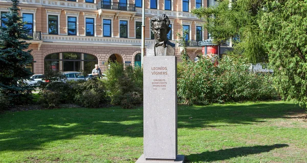 Monumento Leonid Wagner Riga Letonia Fecha Rodaje Ago 2018 — Foto de Stock