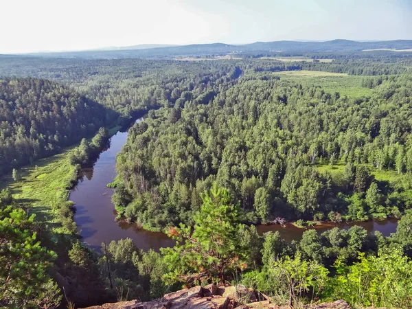 Utsikt Över Floden Skogen Olenyi Ruchyi Park Bazhukovo Ryssland — Stockfoto