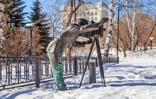 Nizhny Tagil Rússia Abril 2018 Foto Escultura Antigo Fotógrafo Parque — Fotografia de Stock