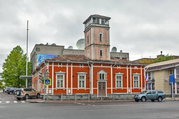 Dřevěná Budova Bývalé Požární Stanice Postavená Roce1888 Sortavala Republika Karelia — Stock fotografie