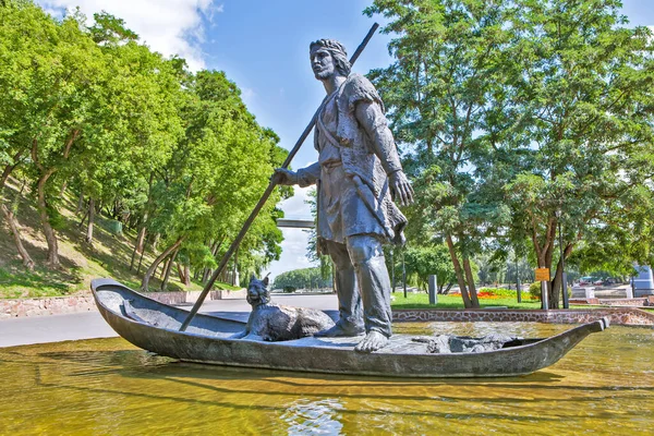 Boatman Pomnik Pierwszego Osadnika Myśliwego Jego Oswojonego Rysia Żomel Białoruś — Zdjęcie stockowe